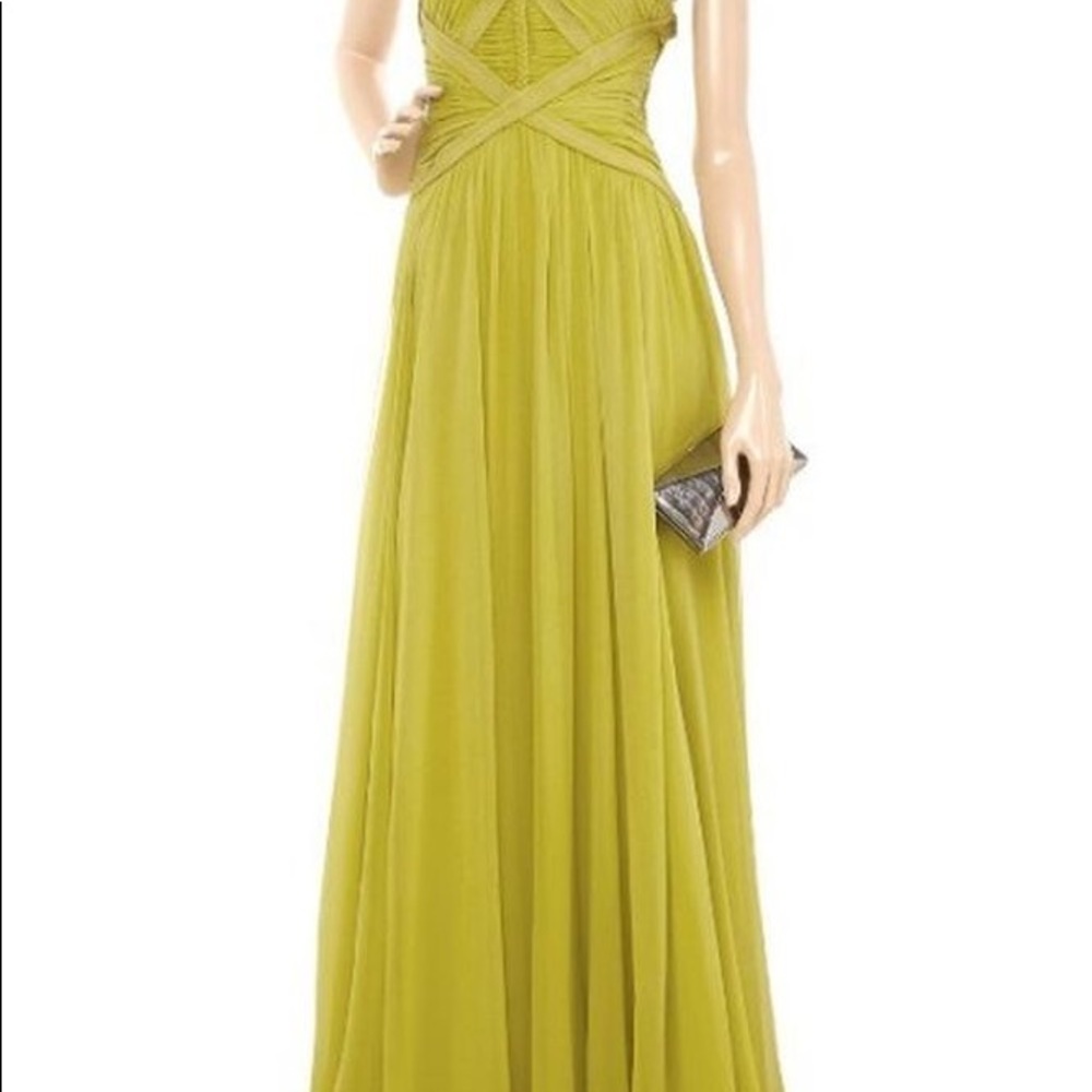 Herve Leger lemon lime chiffon bandage gown